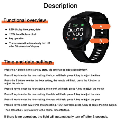 Questi orologi digitali LED sono per uomo e donna, con uno stile militare sportivo e cinturini in silicone. Hanno orologi elettronici e display LED per una facile lettura, ma non sono impermeabili: