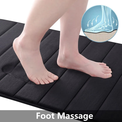 Tapis de salle de bain rayé en éponge à mémoire de forme :